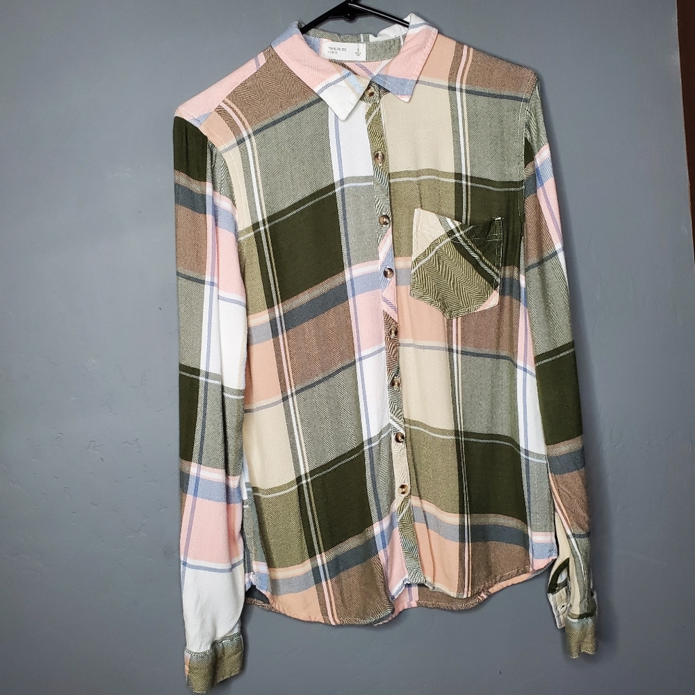 Maurices Small Flannel Button Down Plaid Shirt Fl… - image 1